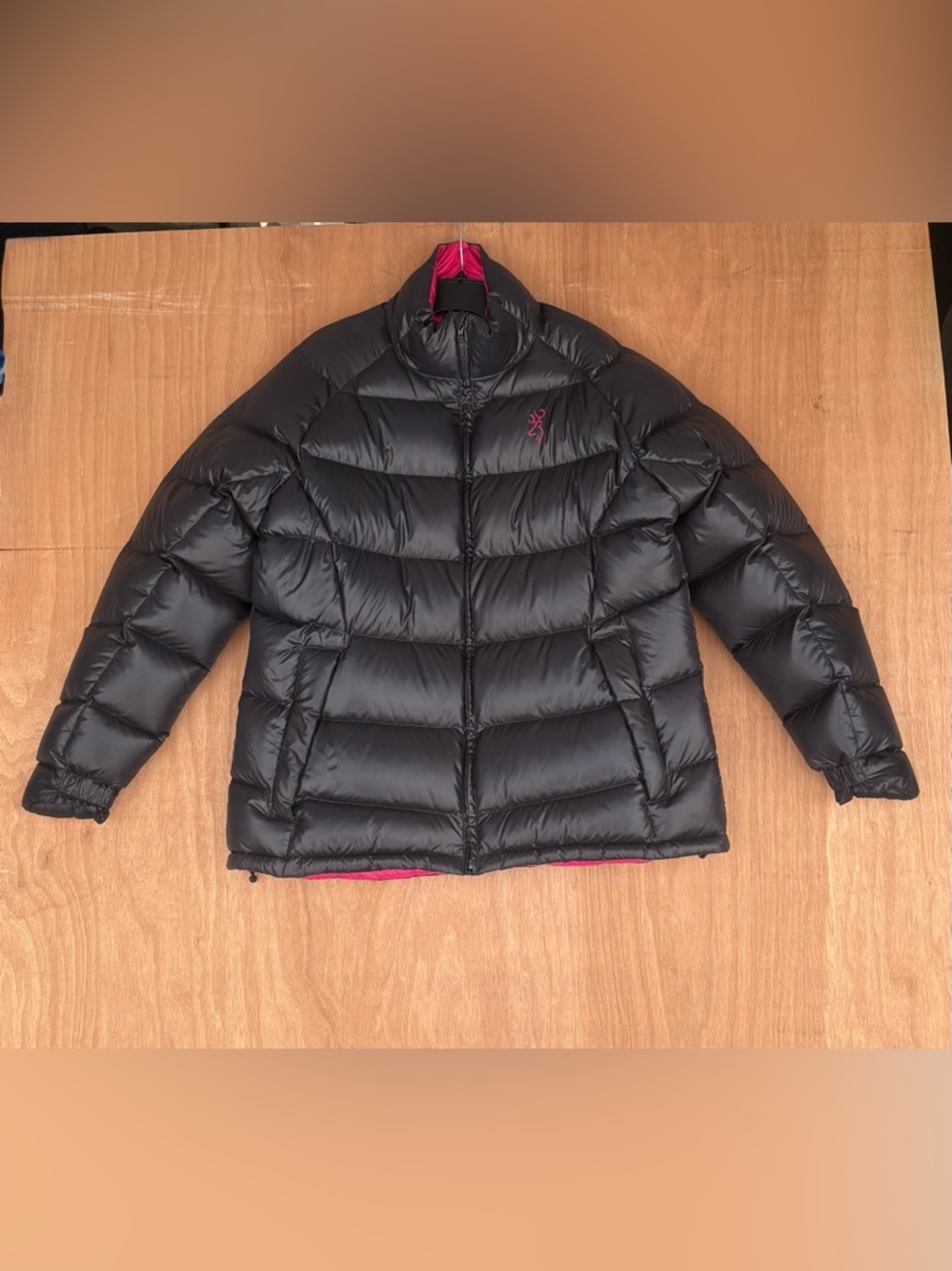 Browning Jacket in Black with Hot Pink Interior
